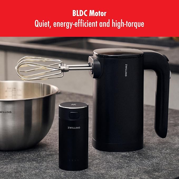 ZWILLING Xtend Cordless Hand Mixer Set – 3-Speed Electric Hand Mixer with Beaters and Dough Hooks – Powerful, Quiet, Energy-Efficient – Long Battery Life – Baking and Cooking Essentials