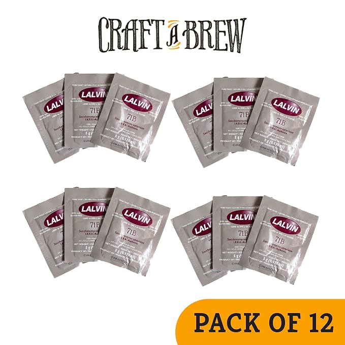 Craft A Brew - Lalvin 71B Wine Yeast - Dry Wine Yeast - For Fruity Wines & Ciders - Ingredients for Home Fermenting - Wine Making Supplies - [12 pack]