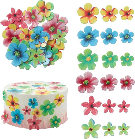 Gyufise 35Pcs Edible Flowers Cake Decorations Beautiful Flowers Cupcake Toppers Cake Toppers for Wedding Cake Birthday Party Food Decoration Mixed Size & Colour