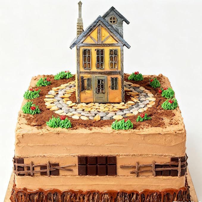Vintage Buildings Fondant Mold,Victorian House Silicone Mold，House Chocolate Mold for Cake Cupcake Decorating and Crafts Native