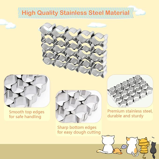 1 PCS 25 Cavity Mini Fish Cookie Cutter, Stainless Steel Multi-Grid Fish Shaped Cookie Cutter Biscuit Cutters Molds Baking Molds for DIY Crafts Dog Cat Theme Party Homemade Treats Baking