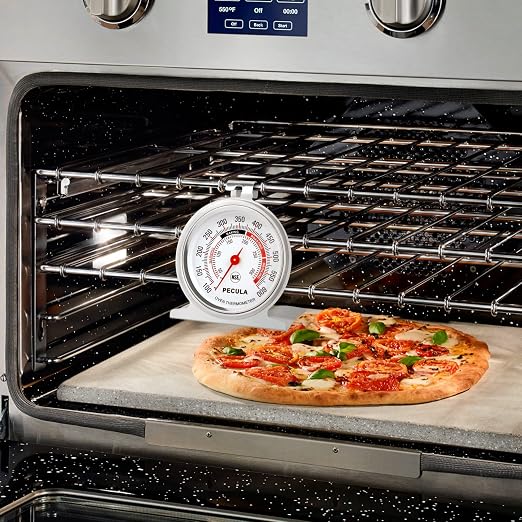 PECULA Stainless Steel Oven Thermometer Large Dial – Instant Read, 50-300°C / 100-600°F Accurate Temperature Gauge for Baking, Grilling, Roasting & Meat Use