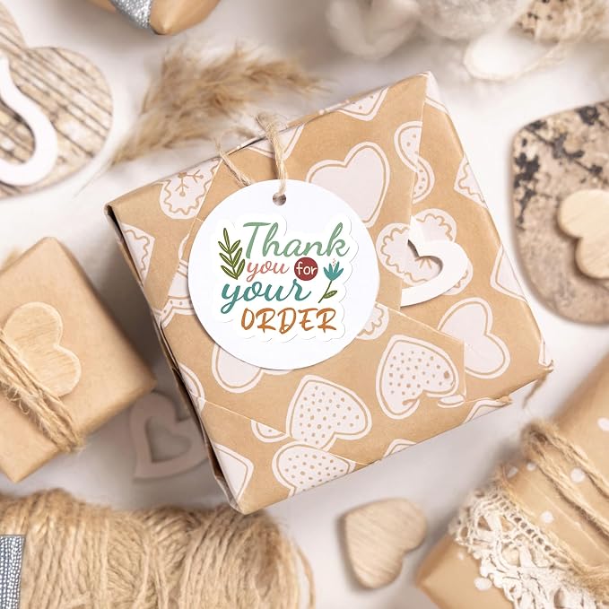 Thank You for Your Order Stickers for Small Business Online Retailers Small Shop Handmade Envelopes Mail Baking, Sealing Packaging Gift Wrap Stickers, 500Pcs