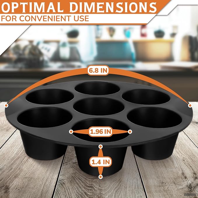 Silicone Muffin Pan - Silicone Cupcake Molds for Baking Egg Bites Mold Nonstick 7 Cups Air Fryer Muffin Pan for Baking Egg Bite, Mini Cupcake, Chocolate and Quiche | Easter Dessert Baking Accessory
