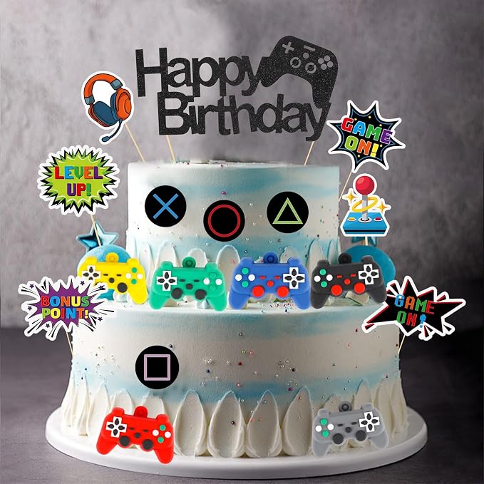 17 Pcs Video Game Cake Topper Cake Decoration Game Birthday Party Supplies