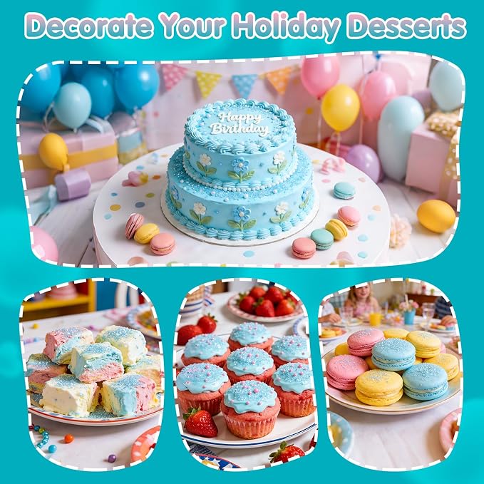Edible Blue Sprinkles,150g,Bright Blue Sanding Sugar for Cake Decorating,Sky Blue Sprinkle Crystals Mix for Cookie,Ice Cream,Fondant Cake,Caramel Apples,Cupcakes,Desserts Toppers,Birthday Party,Festival Baking Decoration Supplies
