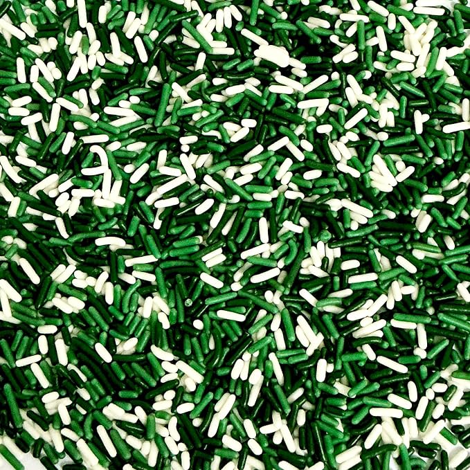 Homipooty St Patrick's Day Jimmy Edible Green and White Jimmies Sprinkles Sugar Candy for Cake Decorating 78g/2.75oz Cookie Cupcake Topper Ice Cream and Dessert Decorating