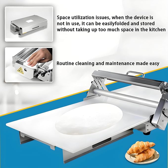 Commercial Dough Sheeter Laminated Dough Sheeter Fondant Flattener Pastry Sheeter Countertop Pizza Pasta Press Machine Professional Bakery Equipment Model400