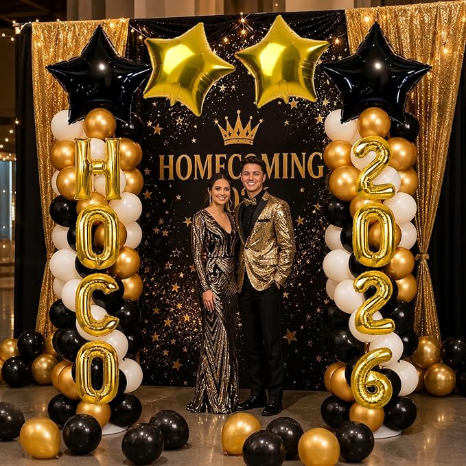 2 Sets Homecoming 2026 Balloon Column Stand Party Decorations Kits with Balloons Class of 2026 Hoco Balloon Tower Stand Kit for Homecoming Prom Party Photo Booth Props Backdrop Decor Party Supplies
