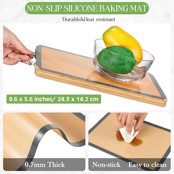 Baderke 2 Pack Toaster Oven Liner for Ninja St100 and St101 Foodi 2-in-1 Flip Toaster 9.6 x 5.6 in Silicone Liners Non Slip Silicone Baking Mat for Baking Cookies Bread Oven(Gray)