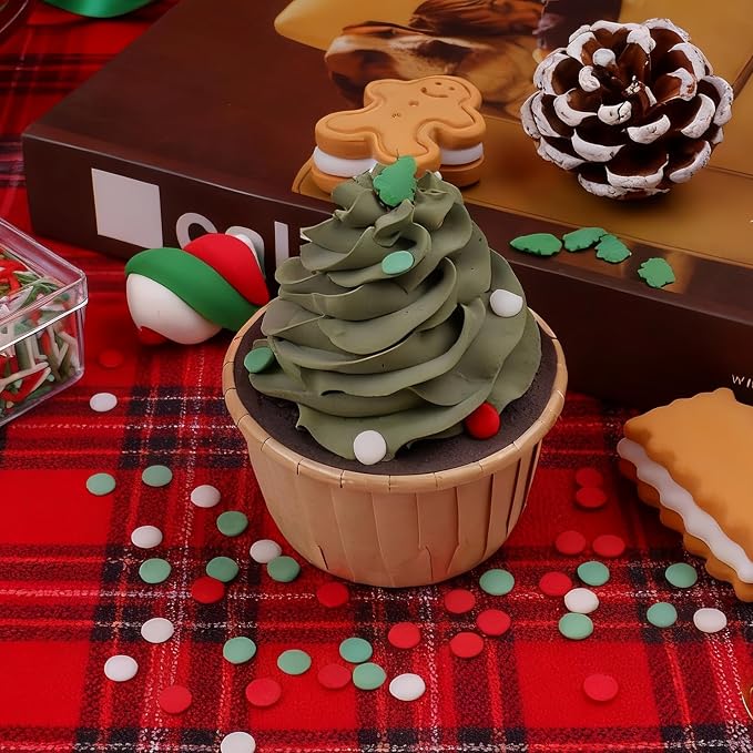 Christmas Sprinkles for Baking - 6.53 oz Holiday Cookie Sprinkles, Edible Red and Green Jimmies, Nonpareils, Confetti, Sugar Santa, Christmas Cupcake Cake Decorating & Holiday Desserts