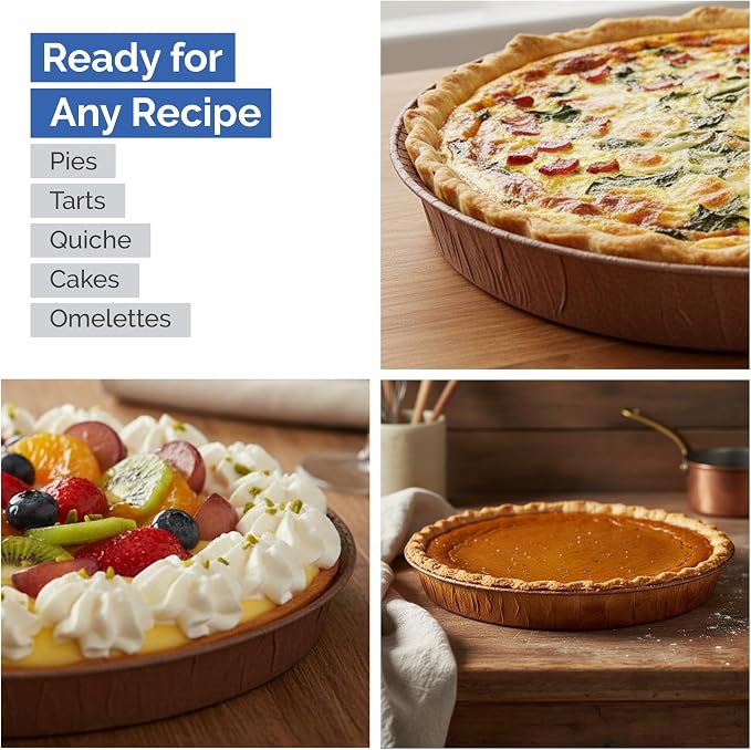 Round Paper Pie Molds – 4-Inch Disposable Baking Pans – 50 Silicone Coated Mold Set for Sweet & Savory Pies, Tart, Quiche & Cake, Brown