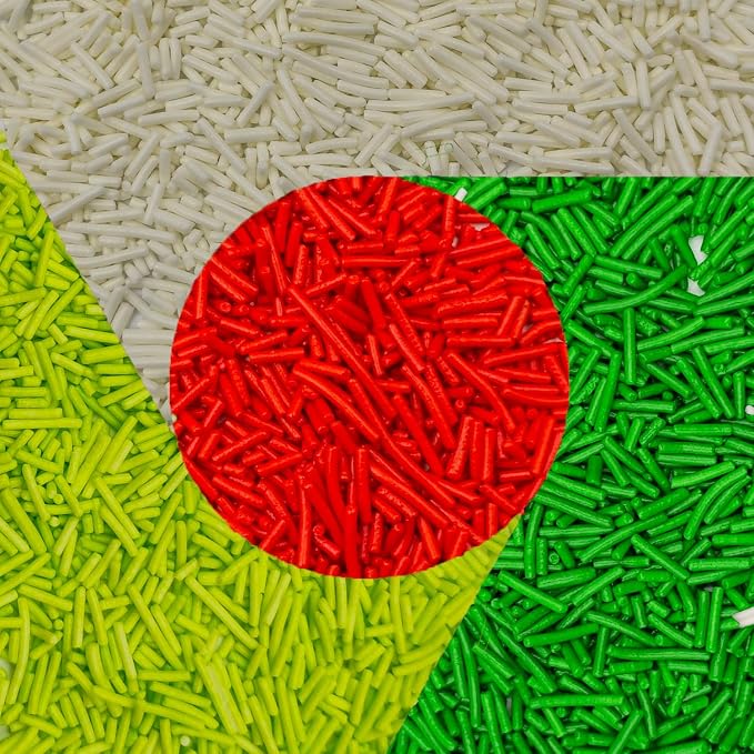 Edible Christmas Jimmies Sugar Sprinkles for Cake Decorating, Baking, Ice Cream, Cookies, Cupcake Topper Autumn Decorations,5oz (Red&White&Green&Light Green)