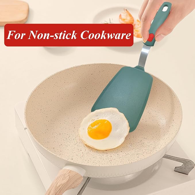 Silicone Spatula Turner, Pancake Spatulas for Nonstick Cookware Pan, Heat Resistant 600°F, Thin Flexible Large Cooking Spatula for Kitchen Use, Flipper for Omelette Egg Fish, Dishwasher Safe