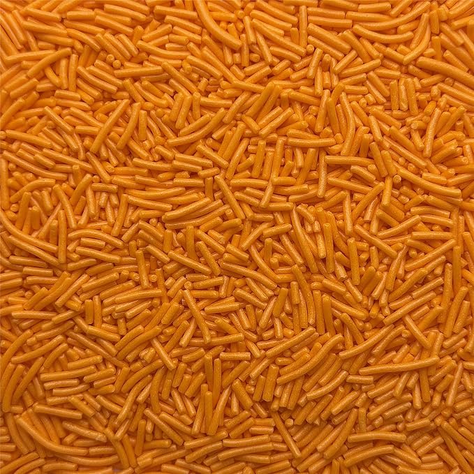 CandiJumpin Orange Jimmy Sprinkles, Orange Sprinkles for Cake Decorating Edible Cake Jimmies Edible Crunchy Jimmies Ice Cream Toppings, Baby Shower Party Wedding Christmas Supplies 3 OZ