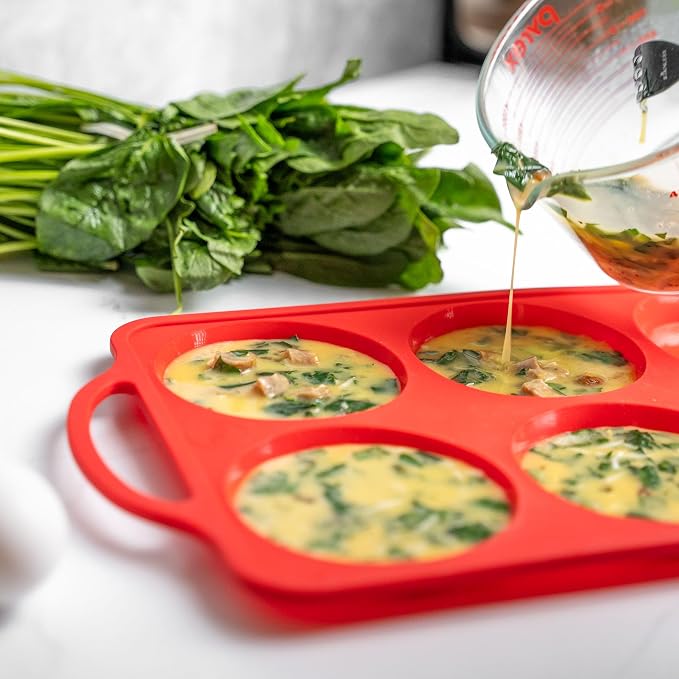 BAKE BOSS Confetti 4 Inch Jumbo Silicone Muffin Pans for Baking – 6-Cup Nonstick Silicone Cupcake Pan Egg Size – Heavy-Duty Large Cupcake Pan, BPA-Free, Easy-Release, Oven & Dishwasher Safe