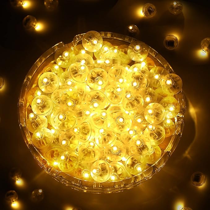 ZGWJ 200PCs Warm White Balloon Lights Mini, Battery Powered, Long Standby Time Waterproof Tiny Led Round Light for Paper Lantern Balloon Party Easter Eggs Wedding Christmas Halloween Decorations