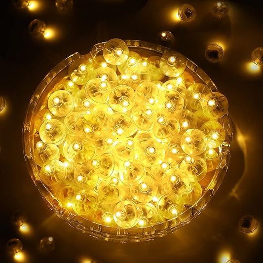 ZGWJ 50PCs Warm White Balloon Lights Mini, Battery Powered, Long Standby Time Waterproof Tiny Led Round Flash Light for Paper Lantern Balloon Party Easter Eggs Wedding Christmas Halloween Decorations