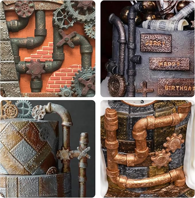 Pipes Silicone Chocolate Molds, Steampunk Pipeline Stop Tap Fondant Molds for Fathers Day Cake Decoration Cupcake Toppers Cookies Gum Paste Polymer Clay Resin Crafts DIY