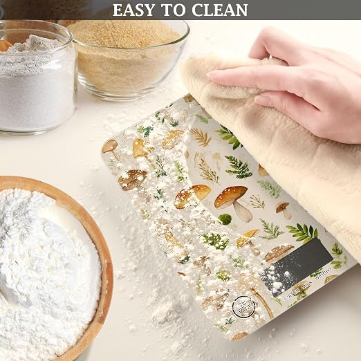 Food Scale Kitchen Scale Food Weight Scales Digital Weight Grams and Ounces Small Electronic Food Scale for Baking Cooking Watercolor Mushrooms Beige
