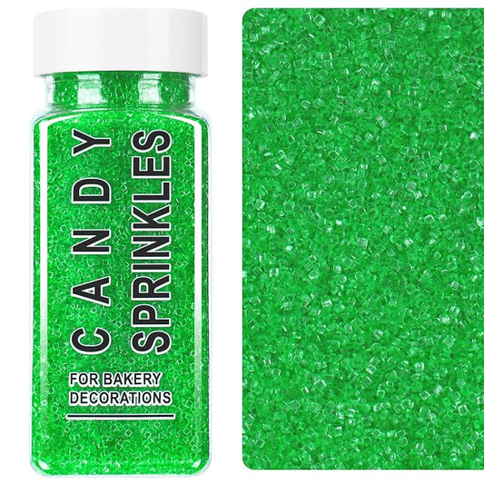 Green Sprinkles, Light Green Sanding Sugar Crystals, 4.6 oz Edible Sparkling Sugar for Baking Topping, Cupcakes, Cookies, Ice Cream & Cake Decorating, Wedding Party Christmas Supplies