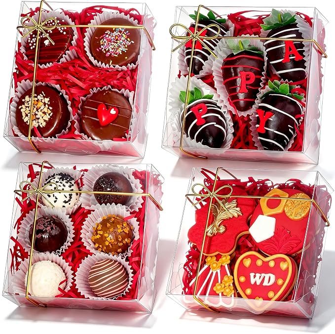 25Pack Full Clear Cookies Boxes 5x5x2Inches Bakery Boxes for Strawberries,Chocolate Bomb,Cakesickle,Mini Cake Cinnamon Roll &more