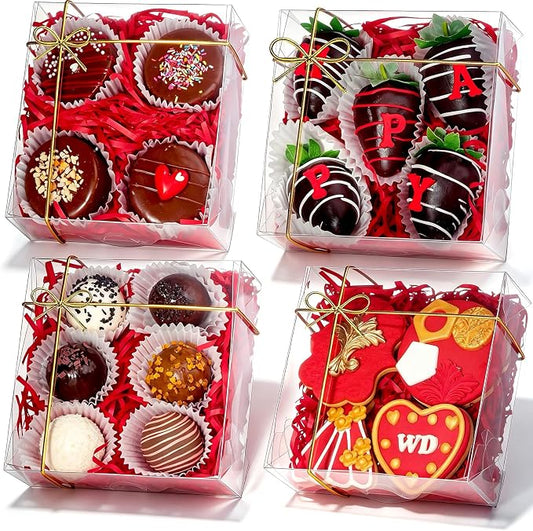 25Pack Full Clear Cookies Boxes 5x5x2Inches Bakery Boxes for Strawberries,Chocolate Bomb,Cakesickle,Mini Cake Cinnamon Roll &more