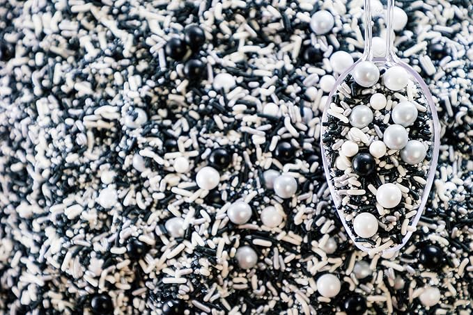UNICORN BLEND BLACK TIE AFFAIR-Gluten-free,Egg Free,Nuts Free,Kosher,Sprinkle Medley Mix,For Baking,Decorating,Cookies,Cupcakes,Cakes,Topping,Jimmies,Large,Bulk Candy,Sugar Shapes