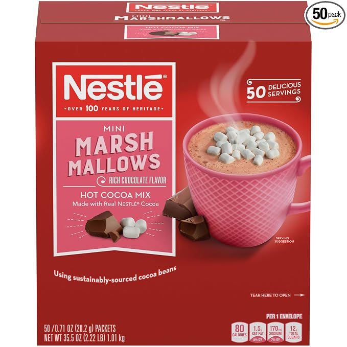 Nestle Hot Cocoa Mix, Rich Chocolate with Mini Marshmallows, 0.71-Ounce Packages, 50 Count