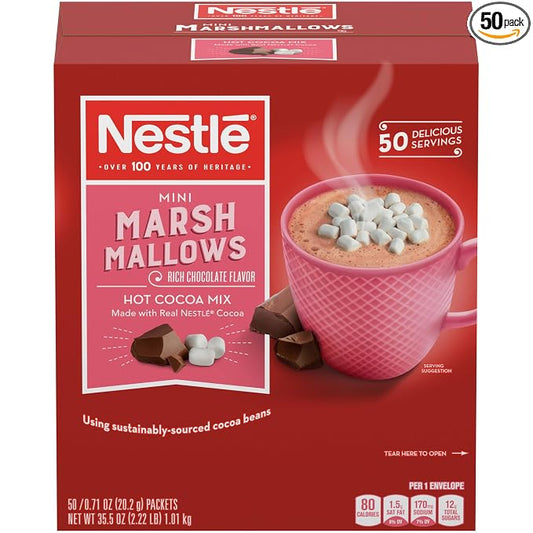 Nestle Hot Cocoa Mix, Rich Chocolate with Mini Marshmallows, 0.71-Ounce Packages, 50 Count