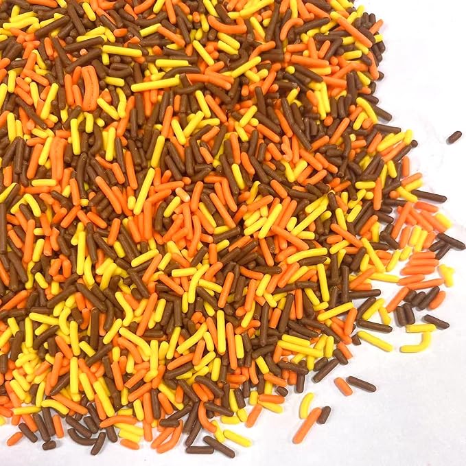 PhilaeEC Autumn Jimmies Sprinkle Edible Soft Jimmies Orange Yellow Brown Sprinkle for Cake Decoration Cupcake Topper Cookie Baking Decorations Halloween Christmas Valentine Supplies 2.75oz/78g