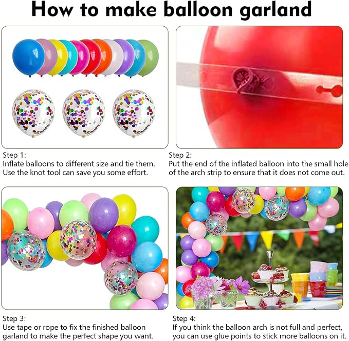 DIY Balloon Arch & Garland Kit, 113Pcs Party Balloons Decoration Set, Colorful Confetti Balloons & Colorful Latex Balloons for Baby Shower, Wedding, Birthday, Graduation, Anniversary Organic Party