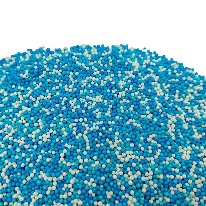 Frozen Winter Sprinkles Blue White Nonpareils Sprinkles Edible Mini Pearl Sprinkle for Cake Decorations, Baking, Ice Cream, Cookies, Donuts and Lollipops - 2mm Sugar Pearls