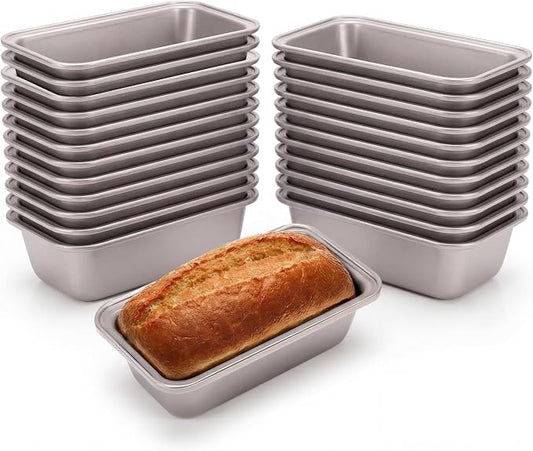 Uiifan 24 Pcs Mini Loaf Pan for Baking Bread Non Stick Small Banana Bread Tins Mini Loaf Pans for Nonstick Tiny Meatloaf Pan Carbon Steel for Oven and Baking (6 * 3.3 * 2inch,Champagne Gold)