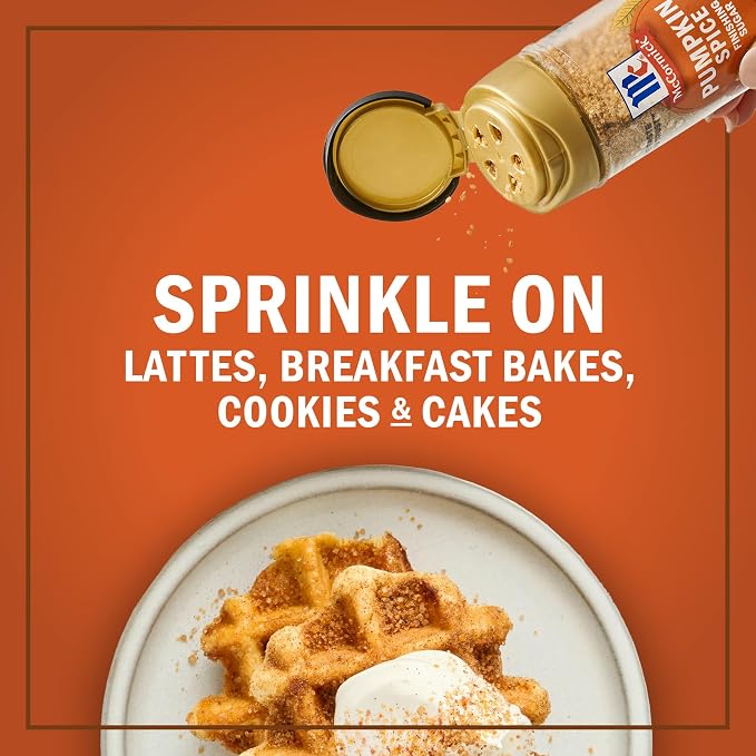 McCormick Finishing Sugar, Pumpkin Spice, Limited Edition, Sweet Blend of Warm Pumpkin Spices, The Perfect Finish for Cookies, Muffins, Pancakes, Bread, and More, 3.66 oz (Pack of 2)