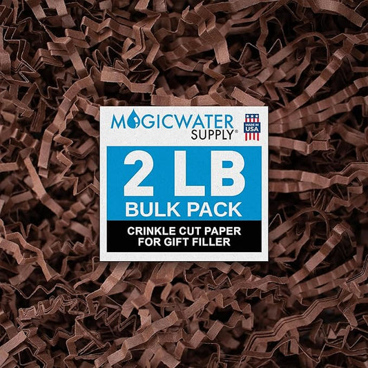 MagicWater Crinkle Cut Paper for Gift Baskets - 2LB - Coffee Brown - Perfect for Shredded Paper Filler, Basket Filler, Gift Boxes, Bridesmaid Gifts, Christmas Stuffers & More – Ideal for All Occasions
