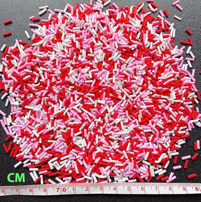 EHOPE 50g Fake Sprinkles Resin Sprinkles Fake Candy Sprinkles Clay Sprinkles Polymer Sprinkles Polymer Clay Slices for Nail Art DIY Crafts Cake Phone Case(Red Pink Sugar granules-17A)