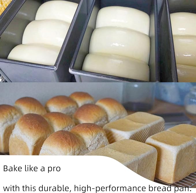 Shokupan Bread Pan 1.5 Loaf - Japanese Bread Pan, Pullman Bread Pan with Lid, Iron Aluminum Plated for Commercial Use, Durable Silver Mold