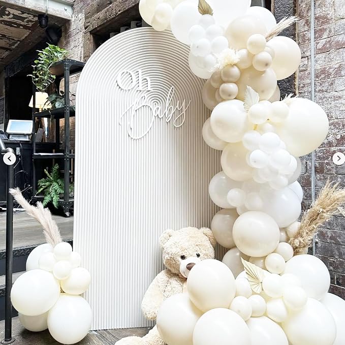 Voircoloria 90pack White Sand Balloons Different Size 18/12/10/5 Inch Sand White Balloon Garland Arch Kit for Wedding, Bridal, Baby Shower, Birthday, Graduation, Anniversary, Bachelorette Decorations