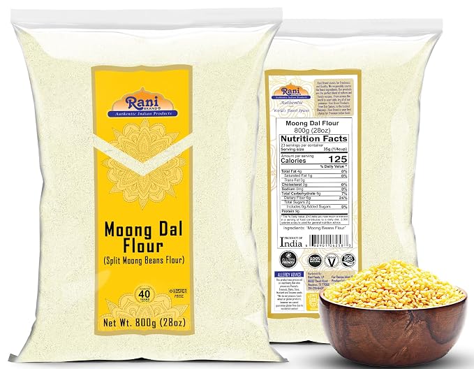 Rani Moong Flour (Mung Bean Flour, Green Gram Flour) 28oz (1.75lbs) 800g ~ All Natural | Vegan | Gluten Friendly | NON-GMO | Kosher | Indian Origin