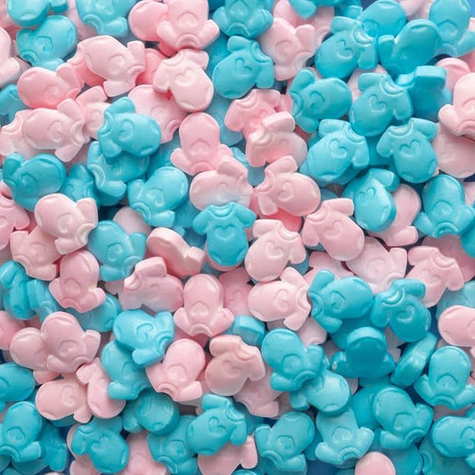 Oasis Supply Baby Shower Sprinkles & Sugar Shapes – Edible Decorations for Cakes, Cupcakes, and Cookies – Gender Reveal, Boy, Girl, and Neutral Party Baking Decorations - - Pink & Blue Baby Onesies