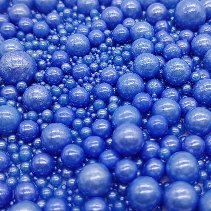 Edible Royal Blue Sugar Pearls Sprinkles Candy Mix Size Pearls Cake Decorations Cupcake Toppers Decorating Perfect for Wedding Party Valentine Christmas Supplies 4.58OZ