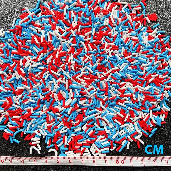 EHOPE 50g Fake Sprinkles Resin Sprinkles Fake Candy Sprinkles Clay Sprinkles Polymer Sprinkles Polymer Clay Slices for Nail Art DIY Crafts Cake Phone Case(USA Flag Colors Sugar granules-18A)