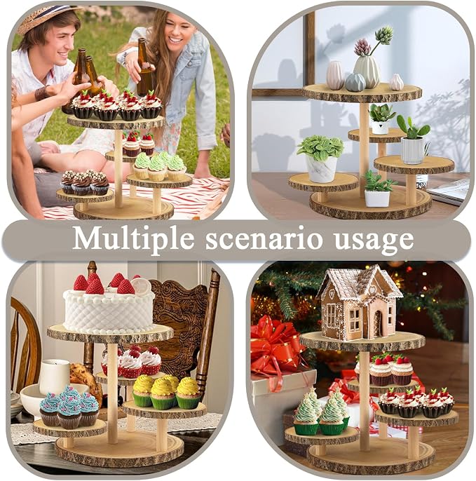 Rustic 4-Tier Wooden Cupcake Stand for 50 Cupcakes - Elegant Dessert Display for Parties, Weddings, Birthdays & More