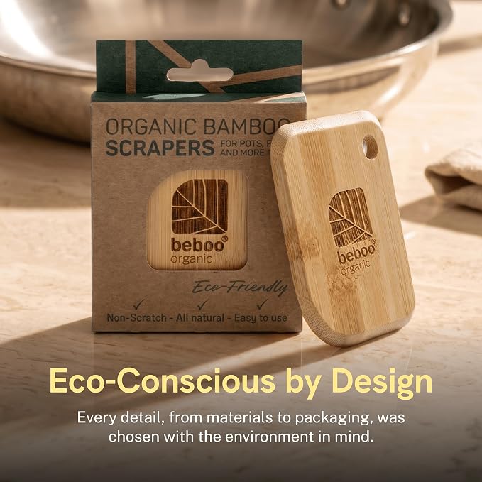 Scraper, Premium Italian Design Bamboo Pot & Pan Scraper Set (3 Pcs)