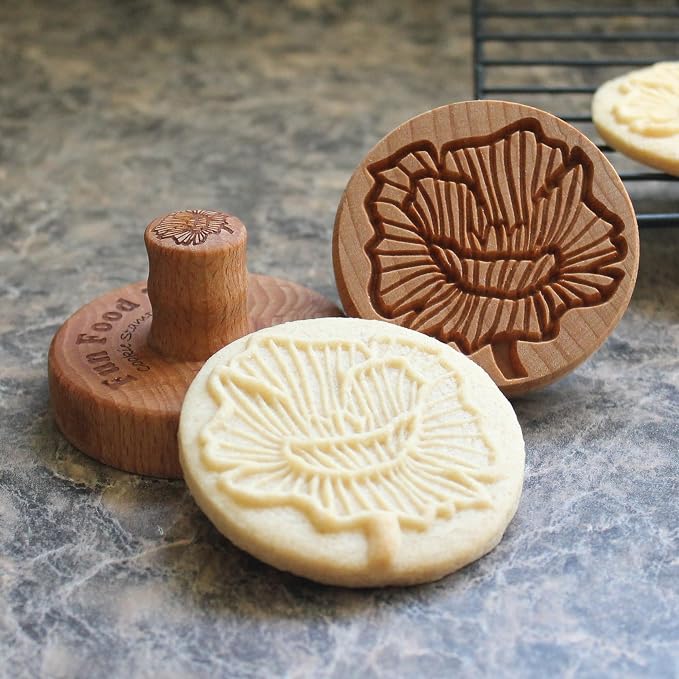 Wood Cookie Stamp, 2.5 Inch (Poppy Flower CS-124)