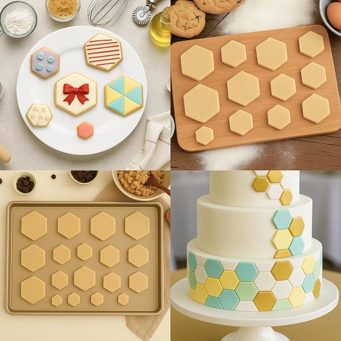 FUSOTO 6PCS Hexagon Cookie Cutter Set, Large Geometric Stainless Steel Baking Supplies for Homemade Cookies, Hexagon Plaque Cookie Cutters Shapes Biscuit Molds, 6 Sizes (1.5, 2, 2.5, 3, 3.5, 4 Inch)