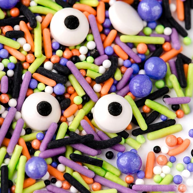 Sweets Indeed Sprinklefetti Monster Mash Sprinkles – 4 oz Jar | Halloween Sprinkle Mix with Candy Eyeballs, Jimmies, Nonpareils & Confetti | Cupcake & Cake Decorations