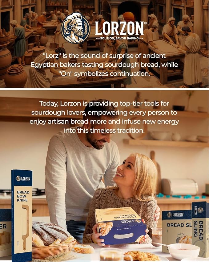 Lorzon Banneton Bread Proofing Baskets Set of 2, 11" Round & 12" Oval Sourdough Proofing Baskets with Sourdough Bread Baking Supplies, Complete Bread Making Kit (Plastic)