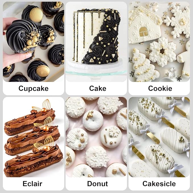 HUEBEATY® 6-in-1 Metallic Gold Dragees Sprinkles for Cake Decorating, Cupcakes & Cookies | 180g/6.36oz | Birthdays, Weddings, Holiday, Christmas Fancy Gold Cake Candy Pearls Sprinkles and Decorations